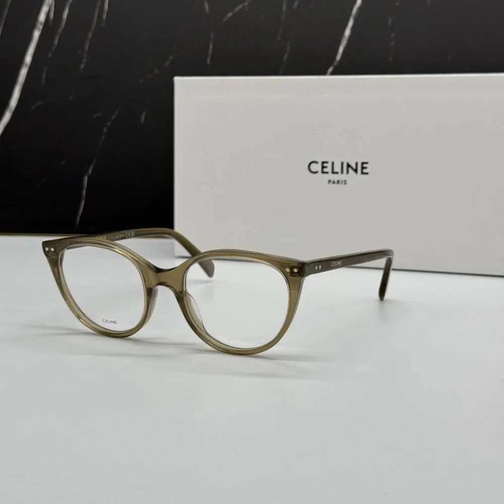 NEW CL50068I 093 CELINE WOMEN CAT EYE EYEGLASSES KHAKI EYEWEAR CELINE